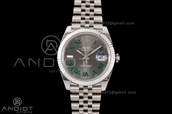 DateJust 41 126334 RWF 1:1 Best Edition Gray Dial Green Roman on Jubilee Bracelet JH3235 (Free Sprung)