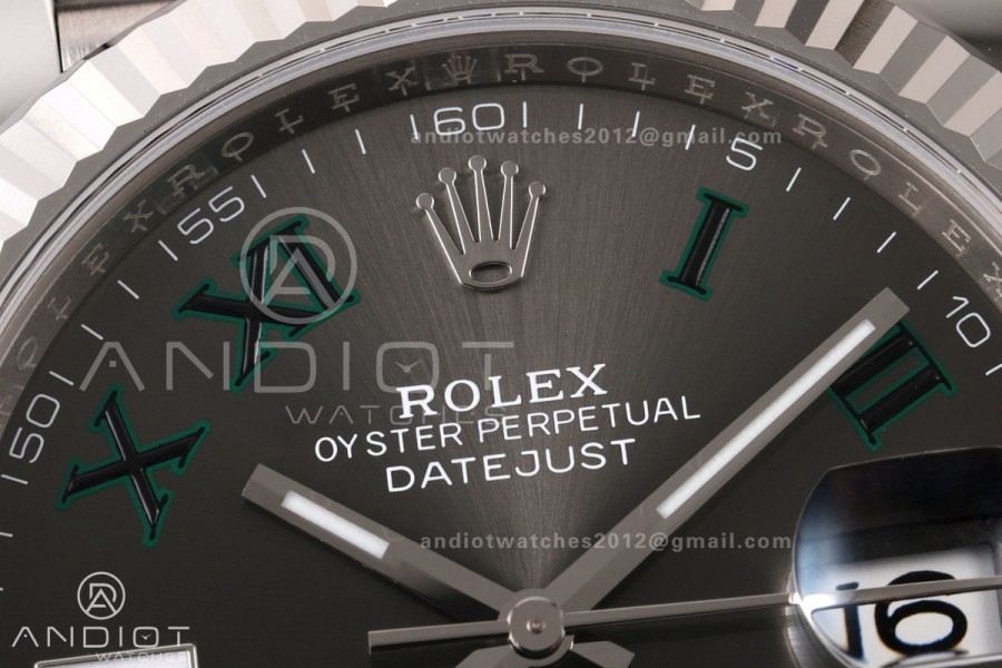 DateJust 41 126334 RWF 1:1 Best Edition Gray Dial Green Roman on Jubilee Bracelet JH3235 (Free Sprung)