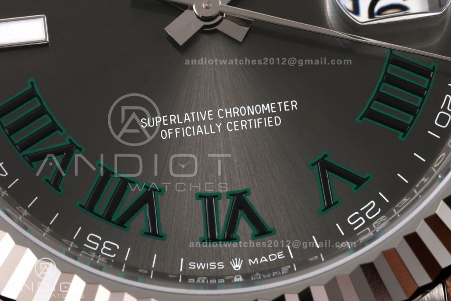 DateJust 41 126334 RWF 1:1 Best Edition Gray Dial Green Roman on Jubilee Bracelet JH3235 (Free Sprung)