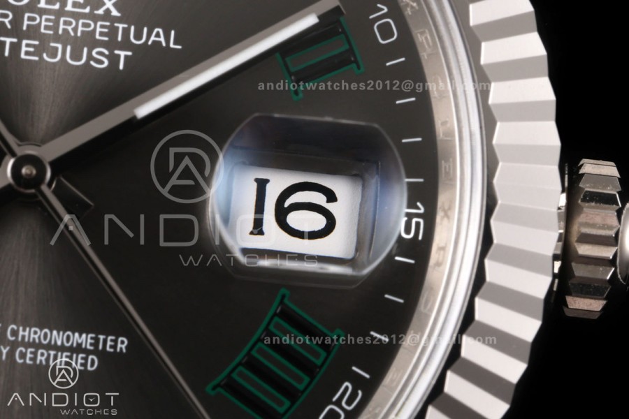 DateJust 41 126334 RWF 1:1 Best Edition Gray Dial Green Roman on Jubilee Bracelet JH3235 (Free Sprung)