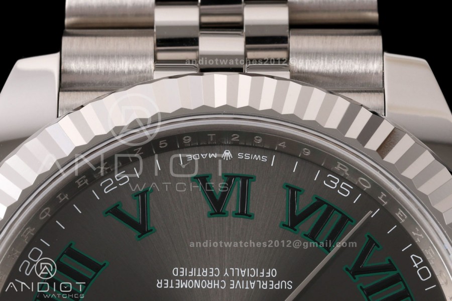 DateJust 41 126334 RWF 1:1 Best Edition Gray Dial Green Roman on Jubilee Bracelet JH3235 (Free Sprung)