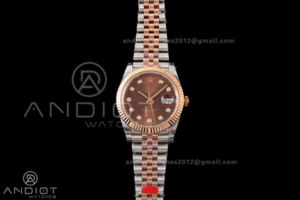 DateJust 41 126331 SS/RG VSF 1:1 Best Edition Brown Diamonds Dial on Jubilee Bracelet VS3235 V2
