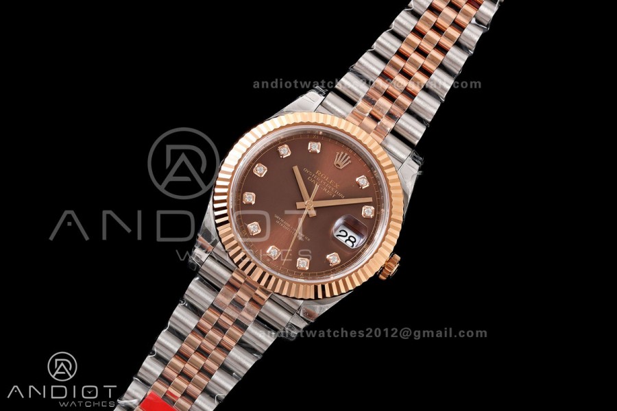 DateJust 41 126331 SS/RG VSF 1:1 Best Edition Brown Diamonds Dial on Jubilee Bracelet VS3235 V2