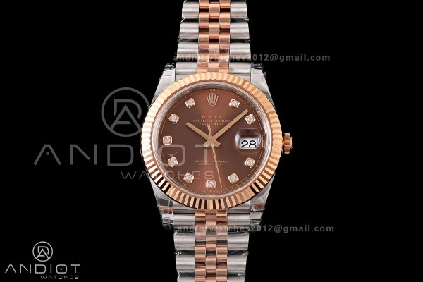DateJust 41 126331 SS/RG VSF 1:1 Best Edition Brown Diamonds Dial on Jubilee Bracelet VS3235 V2