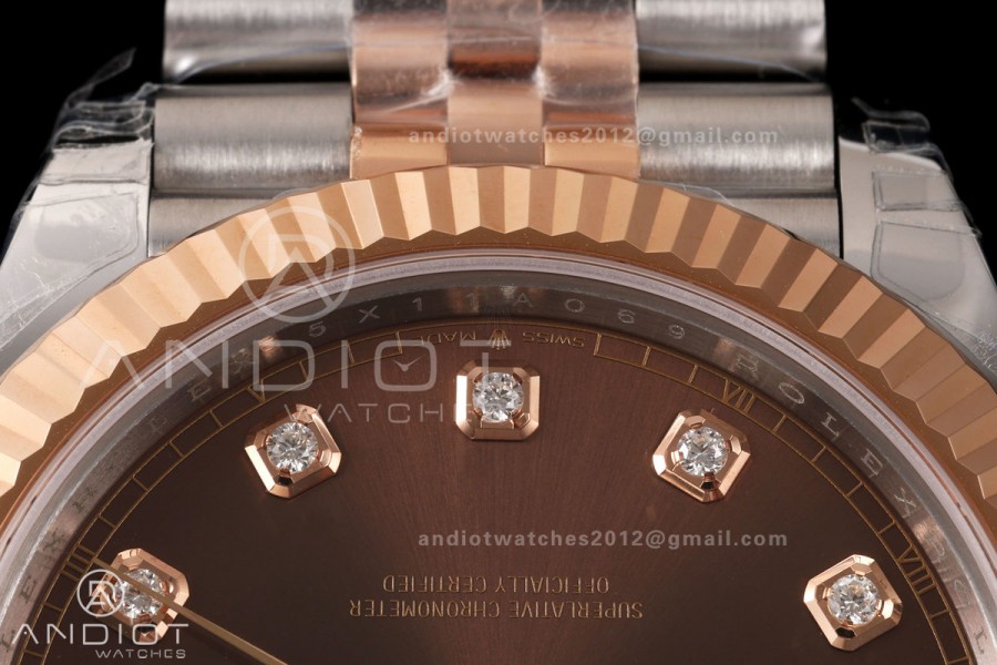DateJust 41 126331 SS/RG VSF 1:1 Best Edition Brown Diamonds Dial on Jubilee Bracelet VS3235 V2
