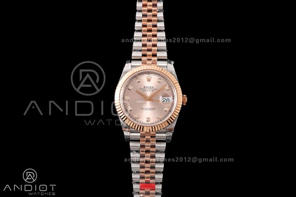 DateJust 41 126331 SS/RG VSF 1:1 Best Edition RG Diamonds Dial on Jubilee Bracelet VS3235 V2