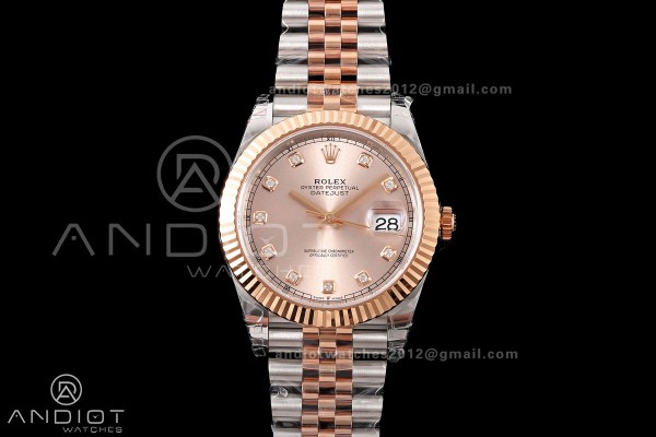 DateJust 41 126331 SS/RG VSF 1:1 Best Edition RG Diamonds Dial on Jubilee Bracelet VS3235 V2