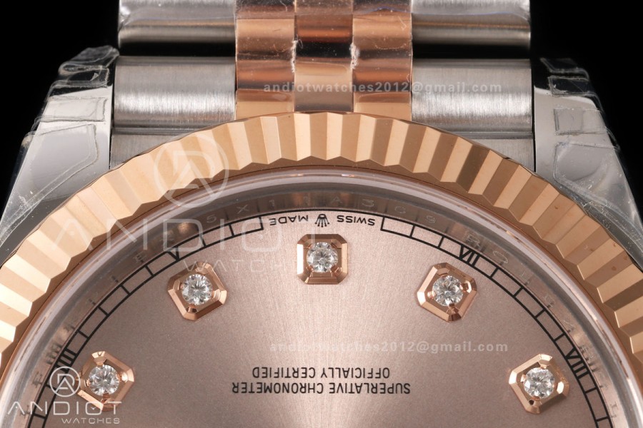 DateJust 41 126331 SS/RG VSF 1:1 Best Edition RG Diamonds Dial on Jubilee Bracelet VS3235 V2