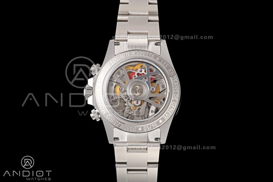 Daytona Arolla SONIC Best Edition Blue Crystal Skeleton Dial White Diamonds Bezel on SS Oyster Bracelet SA4130