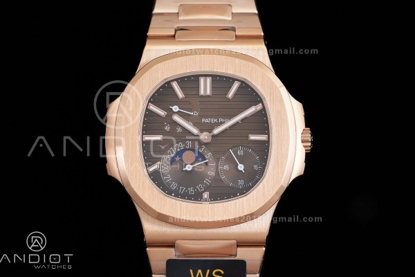 Nautilus 5712-1A 001 RG WSF 1:1 Best Edition Brown Dial On RG Bracelet Super Clone JH240