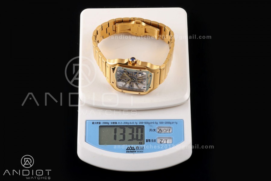 Santos Skeleton YG RICH 1:1 Best Edition Skeleton Dial 9611MC Super Clone  V2