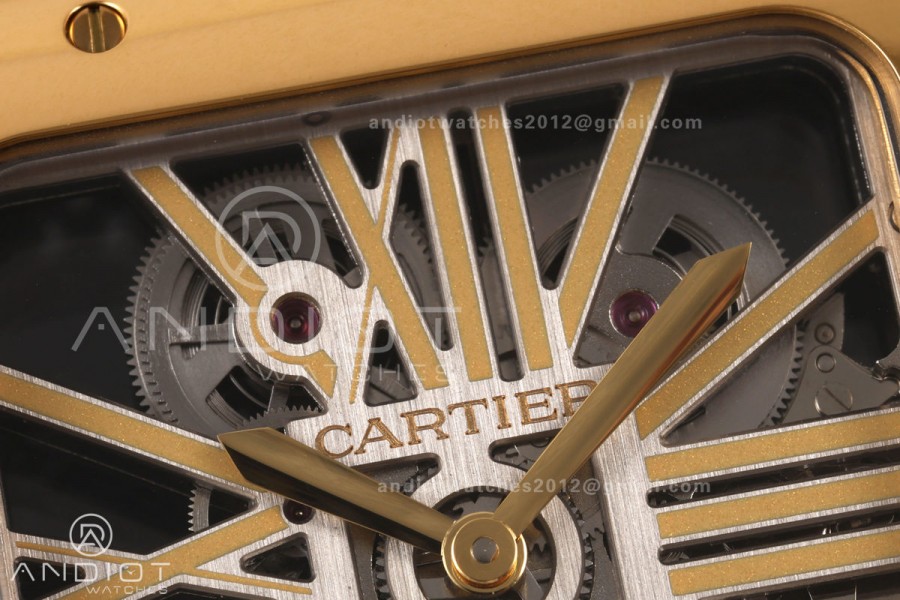 Santos Skeleton YG RICH 1:1 Best Edition Skeleton Dial 9611MC Super Clone  V2