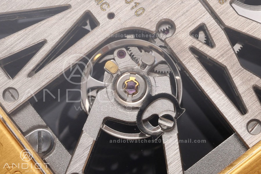 Santos Skeleton YG RICH 1:1 Best Edition Skeleton Dial 9611MC Super Clone  V2