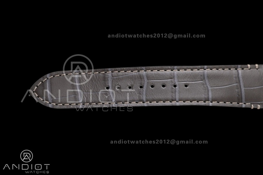 Santos Skeleton PVD RICH 1:1 Best Edition Skeleton Dial on Gray Leather Strap 9612MC Super Clone V2