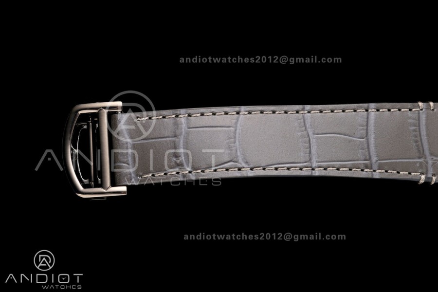 Santos Skeleton PVD RICH 1:1 Best Edition Skeleton Dial on Gray Leather Strap 9612MC Super Clone V2