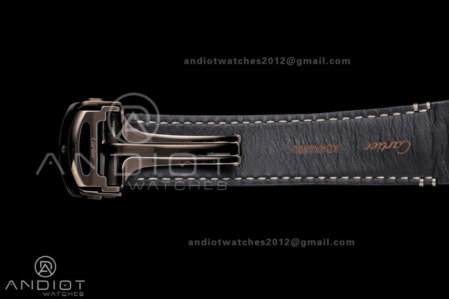 Santos Skeleton PVD RICH 1:1 Best Edition Skeleton Dial on Gray Leather Strap 9612MC Super Clone V2