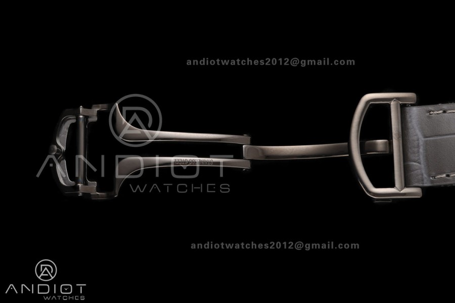 Santos Skeleton PVD RICH 1:1 Best Edition Skeleton Dial on Gray Leather Strap 9612MC Super Clone V2