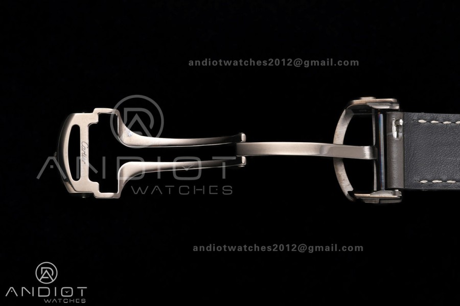 Santos Skeleton PVD RICH 1:1 Best Edition Skeleton Dial on Gray Leather Strap 9612MC Super Clone V2