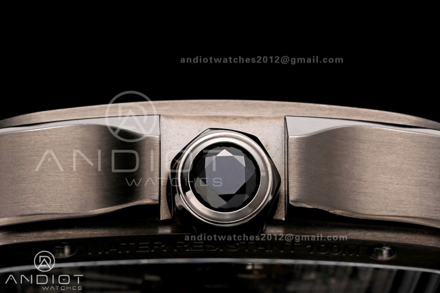 Santos Skeleton PVD RICH 1:1 Best Edition Skeleton Dial on Gray Leather Strap 9612MC Super Clone V2