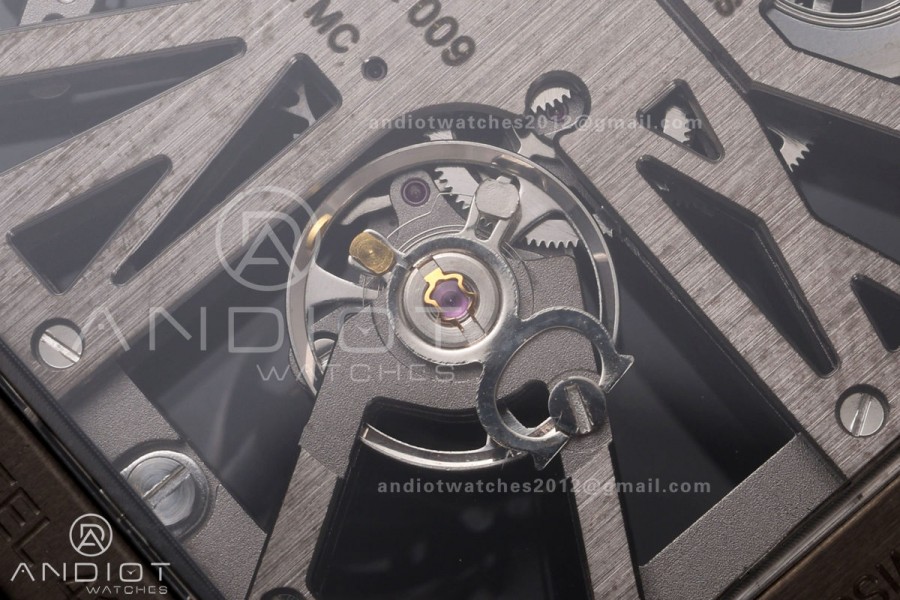 Santos Skeleton PVD RICH 1:1 Best Edition Skeleton Dial on Gray Leather Strap 9612MC Super Clone V2