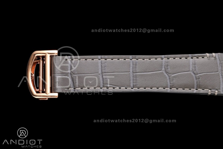 Santos Skeleton RG RICH 1:1 Best Edition Skeleton Dial on Gray Leather Strap 9611MC Super Clone V2