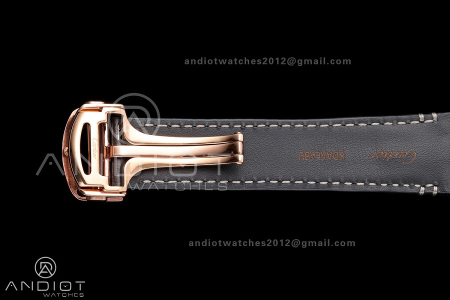 Santos Skeleton RG RICH 1:1 Best Edition Skeleton Dial on Gray Leather Strap 9611MC Super Clone V2