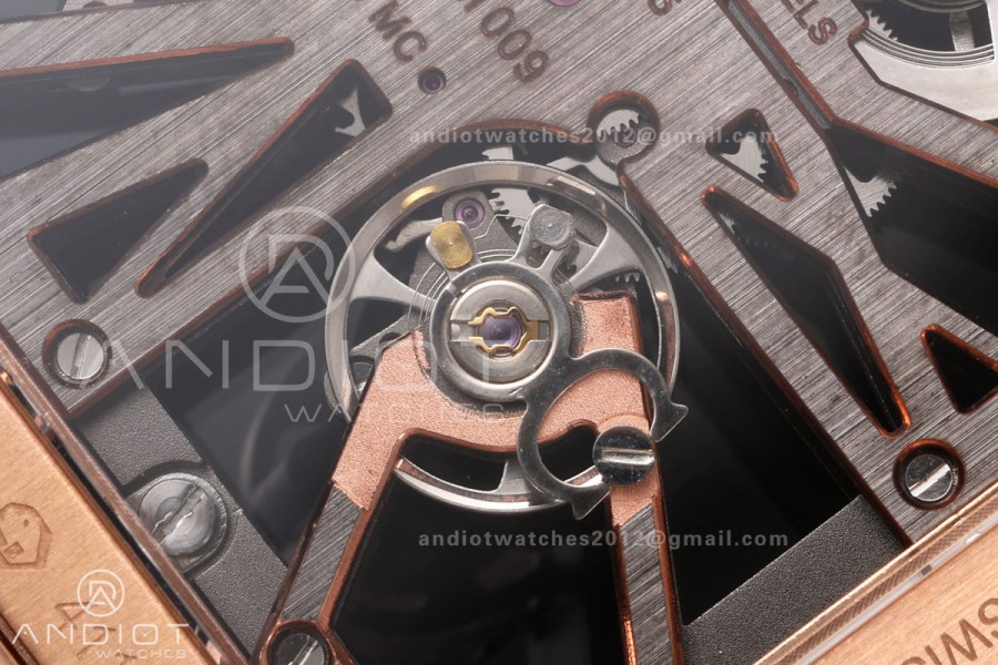 Santos Skeleton RG RICH 1:1 Best Edition Skeleton Dial on Gray Leather Strap 9611MC Super Clone V2