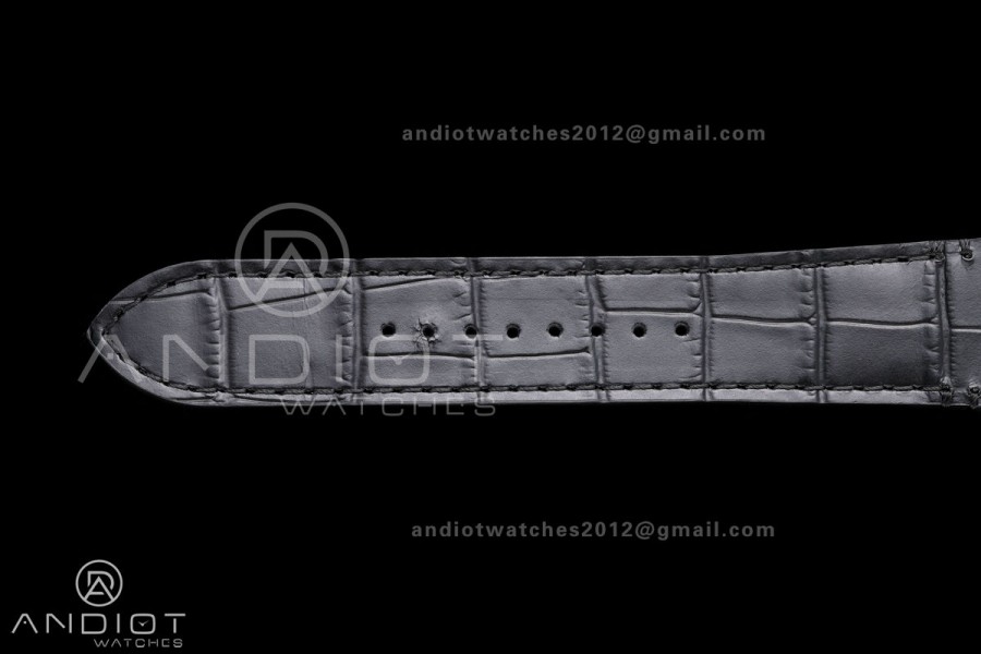 Santos Skeleton YG RICH 1:1 Best Edition Skeleton Dial on Black Leather Strap 9611MC Super Clone V2