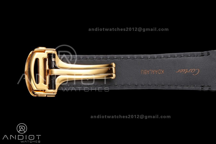 Santos Skeleton YG RICH 1:1 Best Edition Skeleton Dial on Black Leather Strap 9611MC Super Clone V2