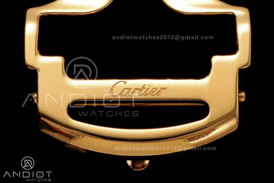 Santos Skeleton YG RICH 1:1 Best Edition Skeleton Dial on Black Leather Strap 9611MC Super Clone V2