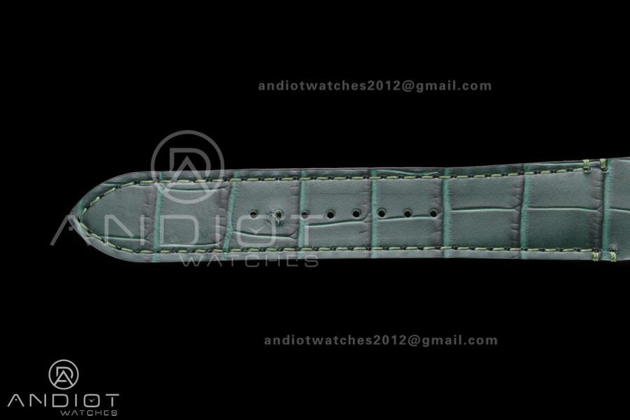 Santos Skeleton SS RICH 1:1 Best Edition Skeleton Green Dial on Green Leather Strap 9611MC Super Clone V2