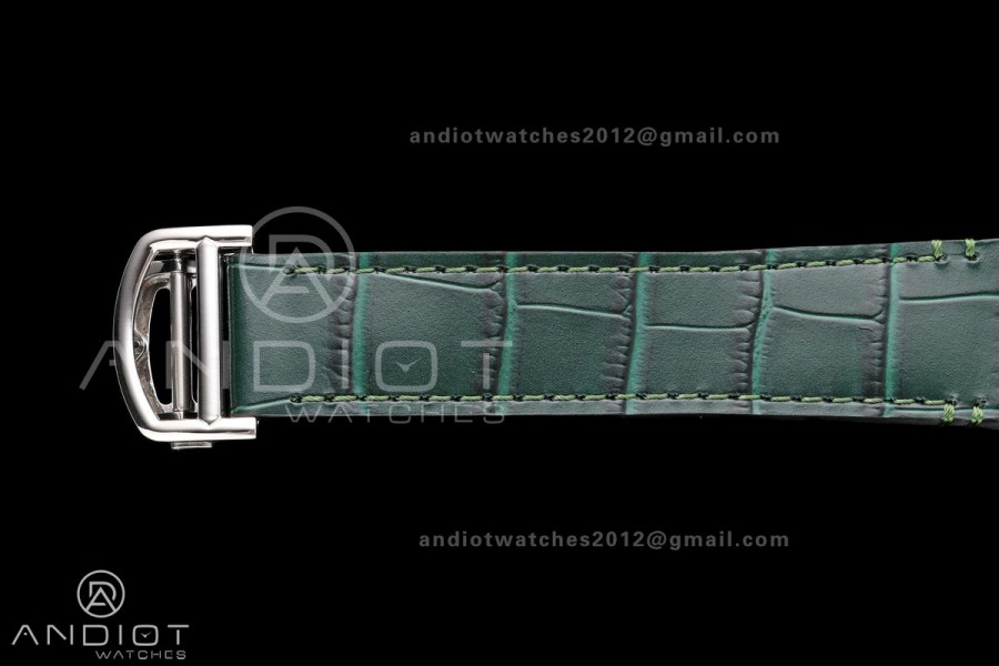 Santos Skeleton SS RICH 1:1 Best Edition Skeleton Green Dial on Green Leather Strap 9611MC Super Clone V2