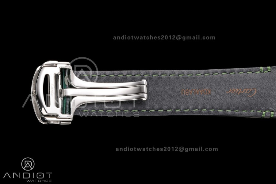 Santos Skeleton SS RICH 1:1 Best Edition Skeleton Green Dial on Green Leather Strap 9611MC Super Clone V2