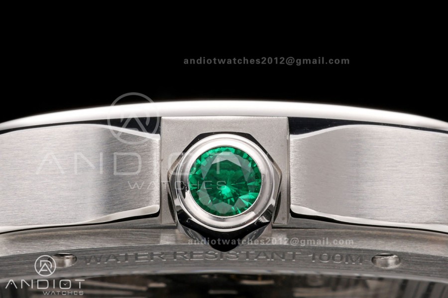 Santos Skeleton SS RICH 1:1 Best Edition Skeleton Green Dial on Green Leather Strap 9611MC Super Clone V2