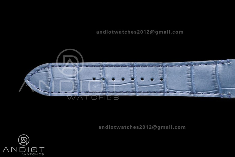 Santos Skeleton SS RICH 1:1 Best Edition Skeleton Dial Blue Bezel on Blue Leather Strap 9611MC Super Clone V2