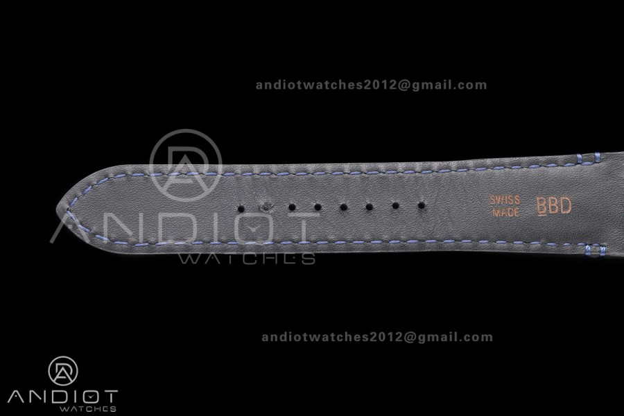 Santos Skeleton SS RICH 1:1 Best Edition Skeleton Dial Blue Bezel on Blue Leather Strap 9611MC Super Clone V2