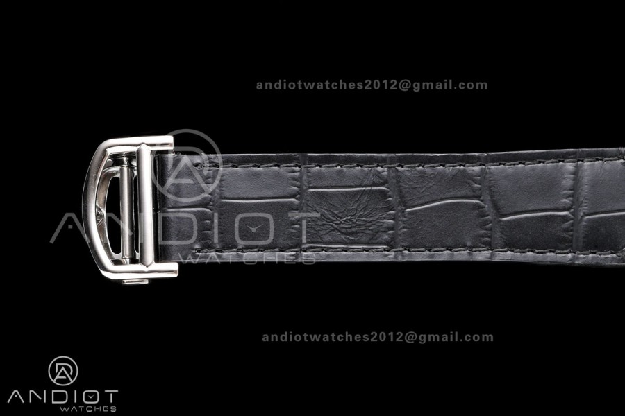 Santos Skeleton SS RICH 1:1 Best Edition Skeleton Dial on Black Leather Strap 9611MC Super Clone V2