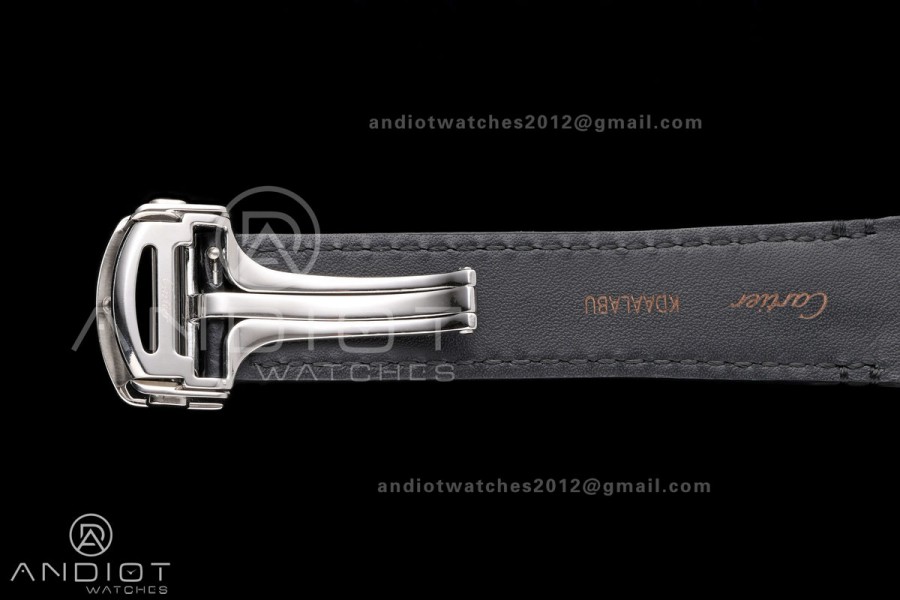 Santos Skeleton SS RICH 1:1 Best Edition Skeleton Dial on Black Leather Strap 9611MC Super Clone V2