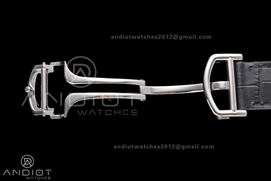 Santos Skeleton SS RICH 1:1 Best Edition Skeleton Dial on Black Leather Strap 9611MC Super Clone V2