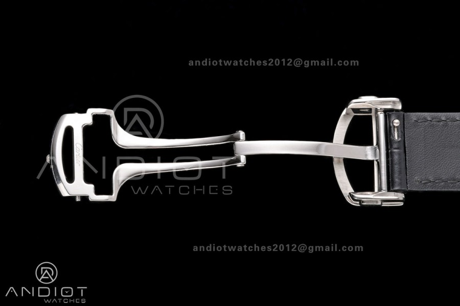Santos Skeleton SS RICH 1:1 Best Edition Skeleton Dial on Black Leather Strap 9611MC Super Clone V2