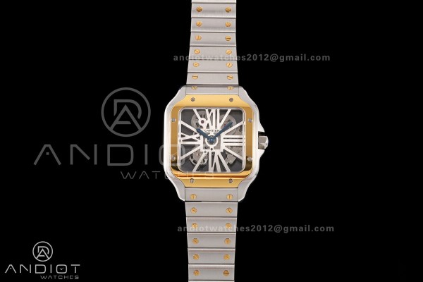 Santos Skeleton SS/YG RICH 1:1 Best Edition Skeleton Dial 9611MC Super Clone  V2