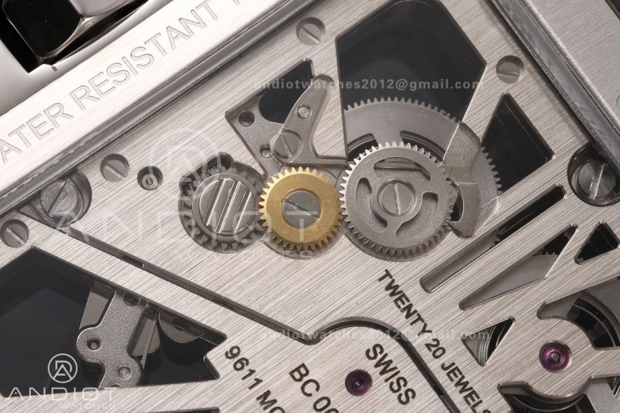 Santos Skeleton SS/YG RICH 1:1 Best Edition Skeleton Dial 9611MC Super Clone  V2