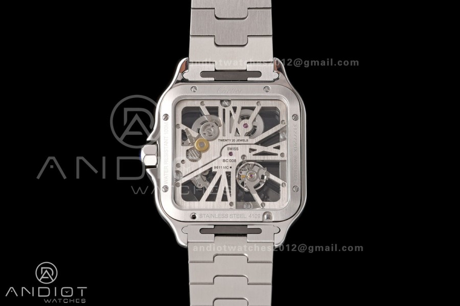 Santos Skeleton SS/YG RICH 1:1 Best Edition Skeleton Dial 9611MC Super Clone  V2