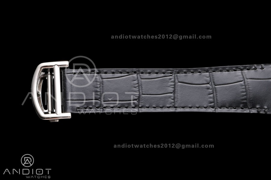 Santos Skeleton SS/YG RICH 1:1 Best Edition Skeleton Dial on Black Leather Strap 9611MC Super Clone V2