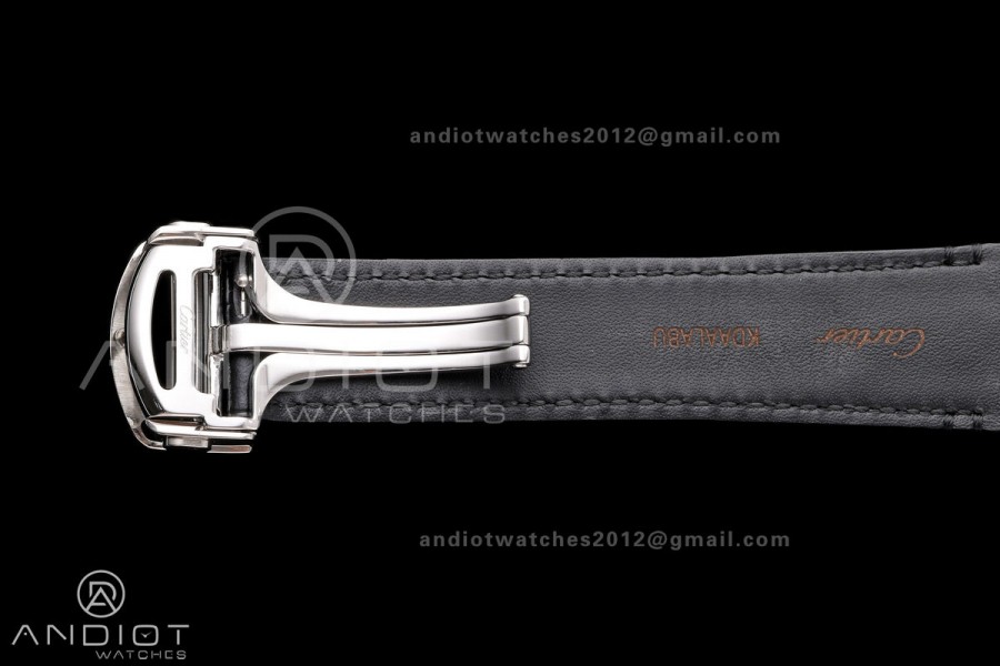 Santos Skeleton SS/YG RICH 1:1 Best Edition Skeleton Dial on Black Leather Strap 9611MC Super Clone V2