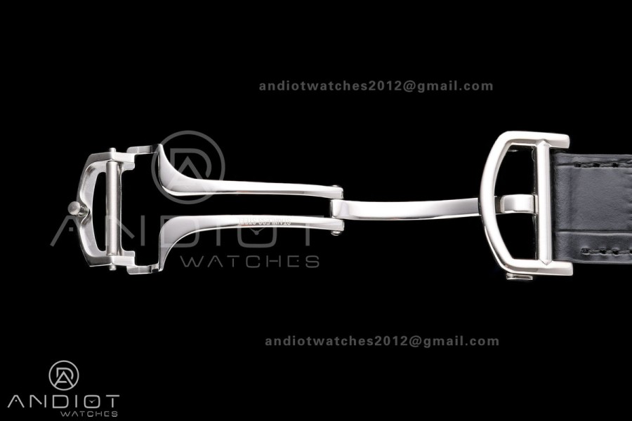 Santos Skeleton SS/YG RICH 1:1 Best Edition Skeleton Dial on Black Leather Strap 9611MC Super Clone V2