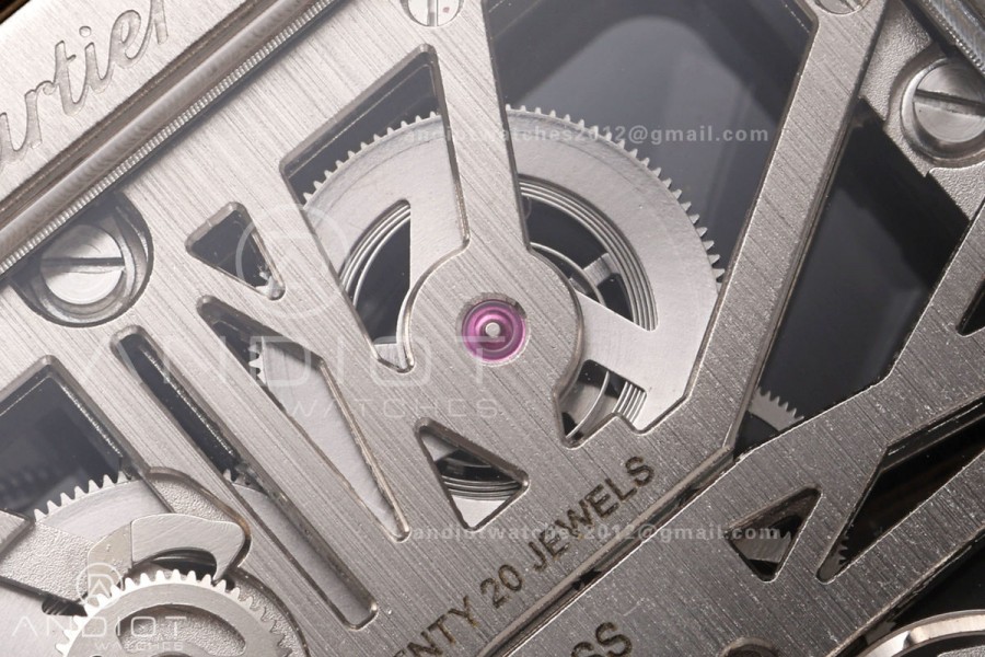 Santos Skeleton SS/PVD RICH 1:1 Best Edition Skeleton Dial 9611MC Super Clone (2 Straps) V2