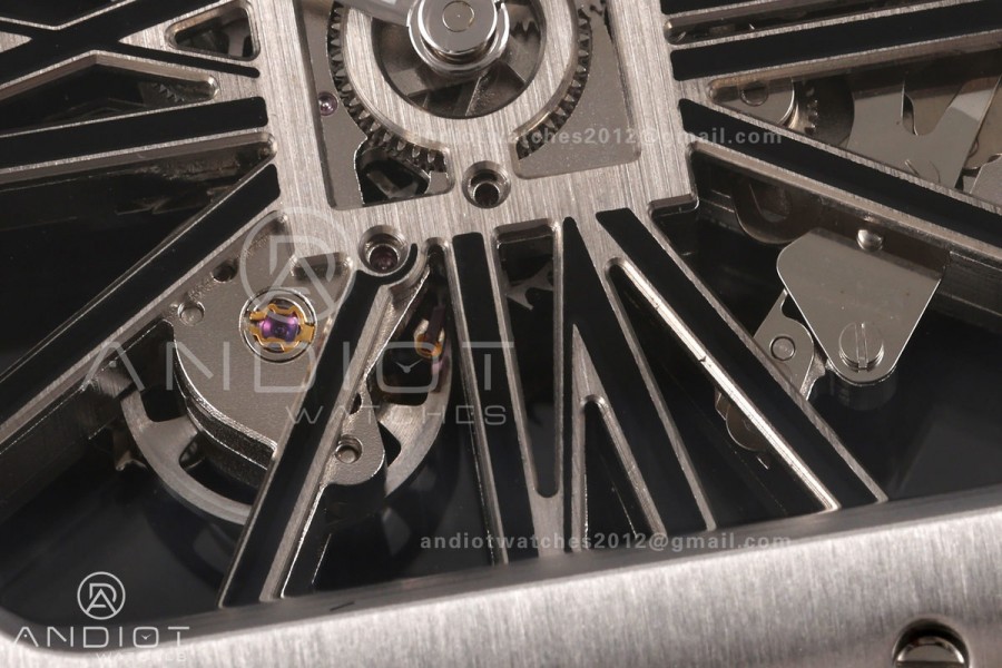 Santos Skeleton SS/PVD RICH 1:1 Best Edition Skeleton Dial 9611MC Super Clone (2 Straps) V2