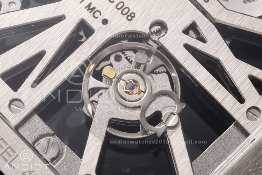 Santos Skeleton SS/PVD RICH 1:1 Best Edition Skeleton Dial 9611MC Super Clone (2 Straps) V2