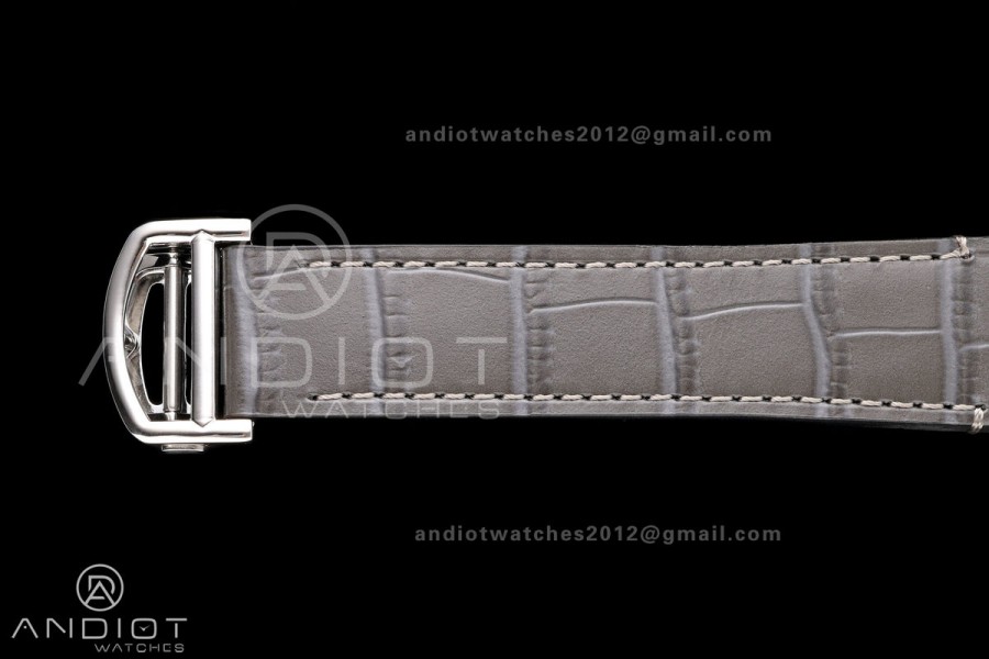 Santos Skeleton SS/PVD RICH 1:1 Best Edition Skeleton Dial on Gray Leather Strap 9611MC Super Clone V2